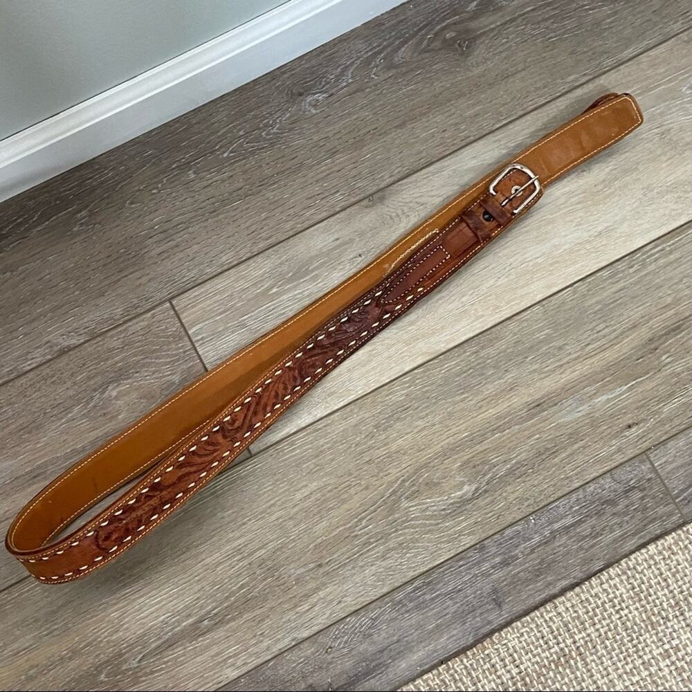 Vintage Western tooled leather belt M/L